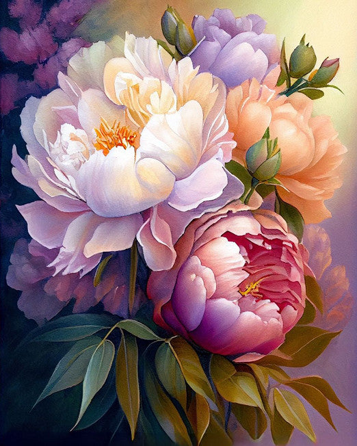 Paint by Numbers - Blossoming peonies 40x50cm