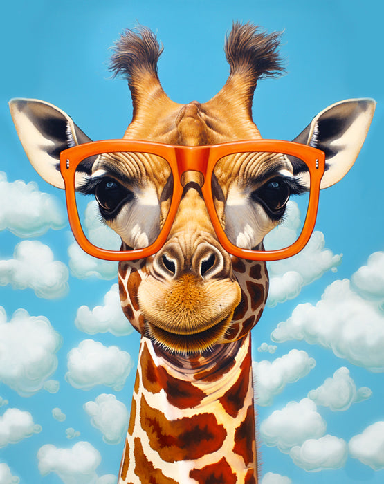 Timanttityö Giraffe With Glasses, 30x40cm - Askarteluliike Kätevä-Käsi