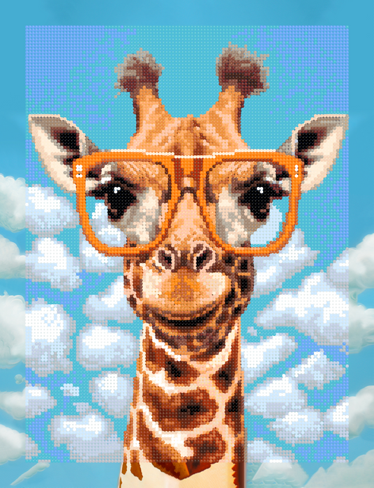 Timanttityö Giraffe With Glasses, 30x40cm - Askarteluliike Kätevä-Käsi