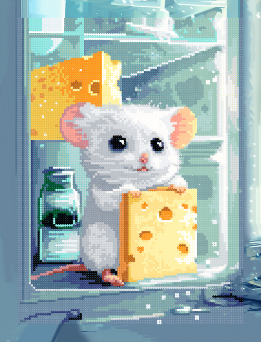 Timanttityö Mouse With Cheese, 30x40cm - Askarteluliike Kätevä-Käsi