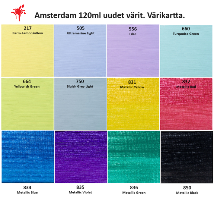 Amsterdam akryyliväri 120ml UUDET SÄVYT (värivaihtoehdot)