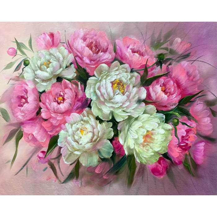 Timanttityö Peonies, 40x30cm - Askarteluliike Kätevä-Käsi