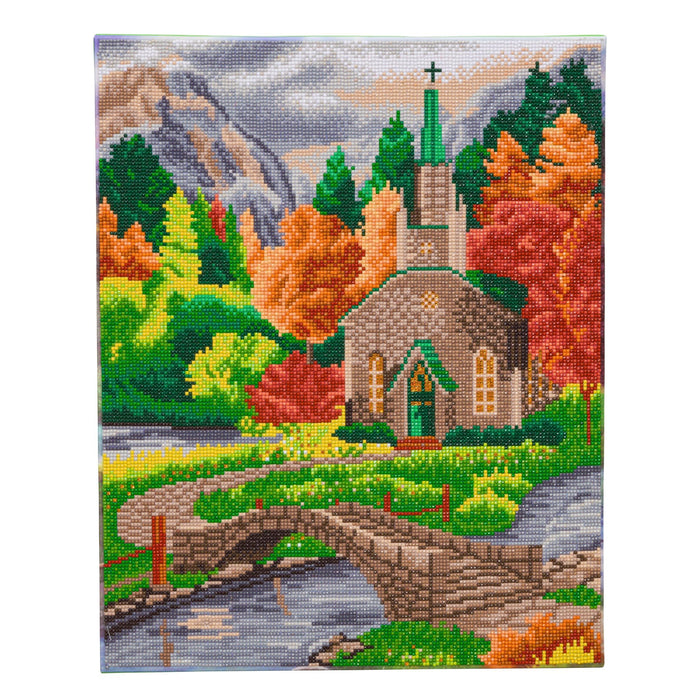 Timanttityö Church by the River, 40x50cm