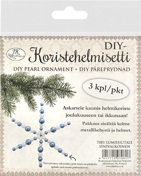 DIY-Koristehelmisetti Lumihiutale sinivalkoinen 3kpl - Askarteluliike Kätevä-Käsi