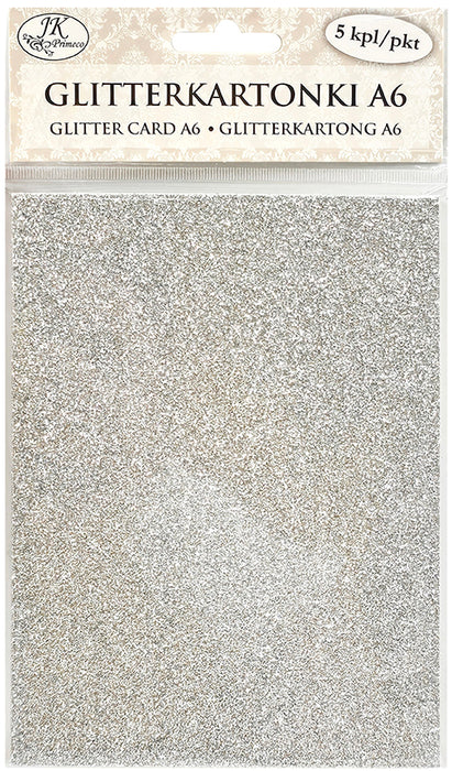 Glitterkartonki A6 hopea 5kpl