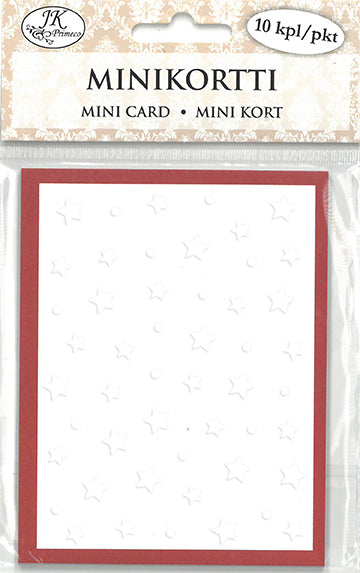 Minikortti kohokuvio Tähdet punavalkoinen 10kpl