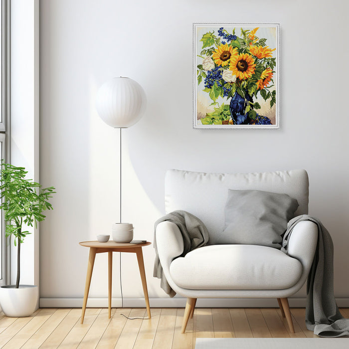 Timanttityö Golden sunflowers bouquet, 40x50cm