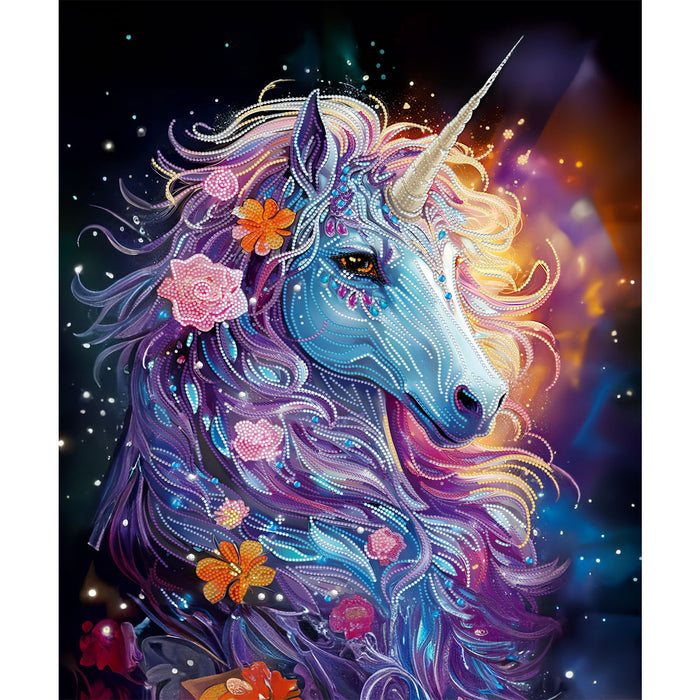 Timanttityö Unicorn in flowers, 40x50cm