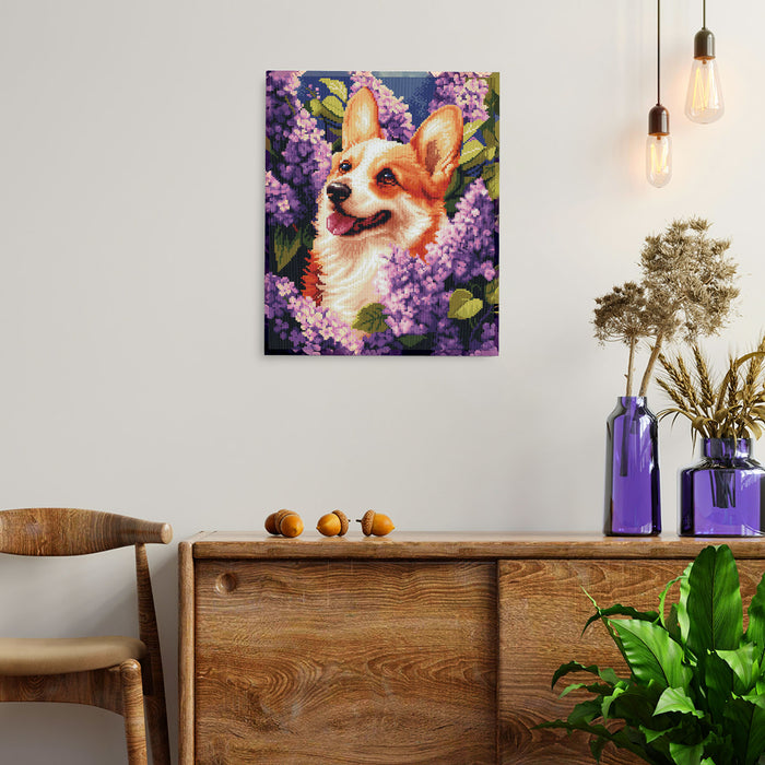 Timanttityö Springtime Corgi, 40x50cm
