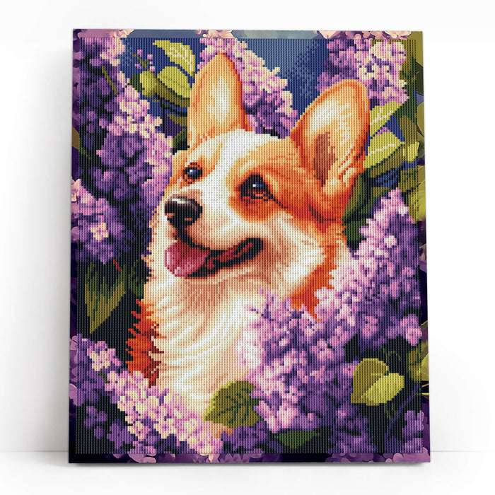 Timanttityö Springtime Corgi, 40x50cm
