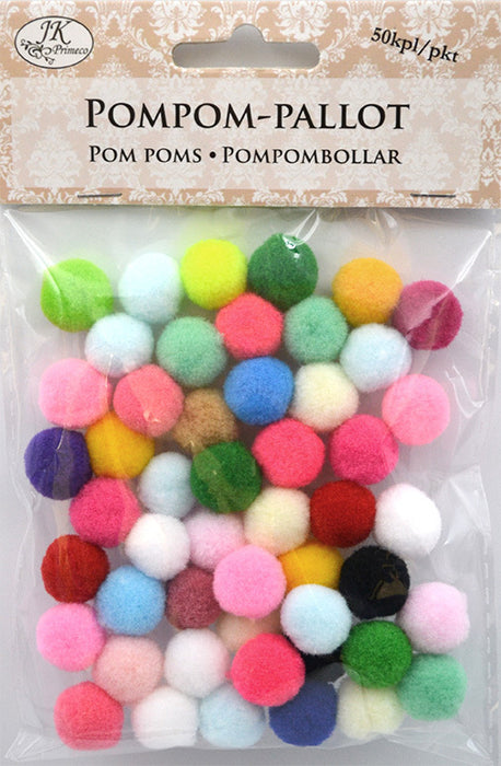 Pompom-pallot värilajitelma 50kpl/pkt