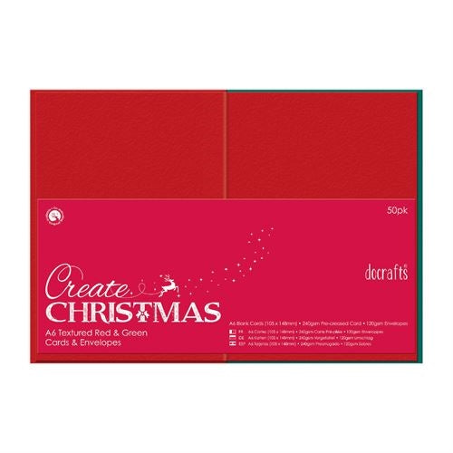 Korttipohjat ja kuoret Joulupakkaus, A6, 50 settiä, puna-vihreä