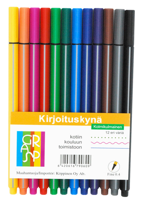 Huopakynä GRASP, 3-kulmainen, 12 väriä