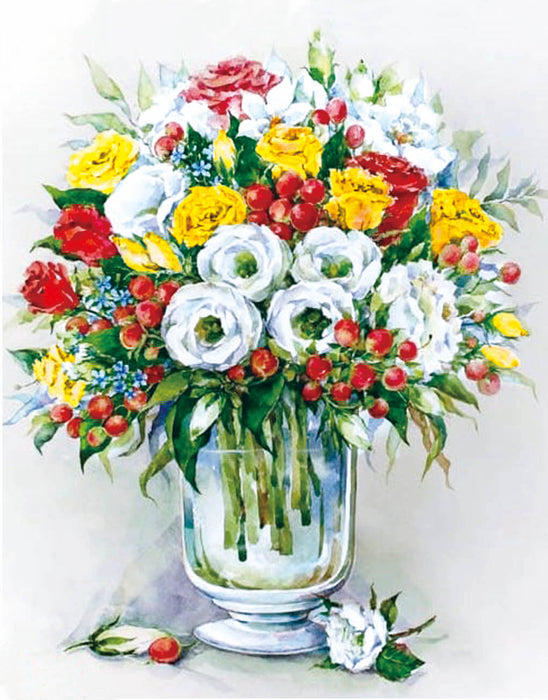 Timanttityö Bouquet with Red berries, 40x50cm
