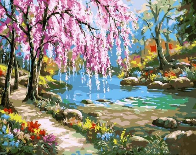 Paint by Numbers - Sakura by the River 50x40cm