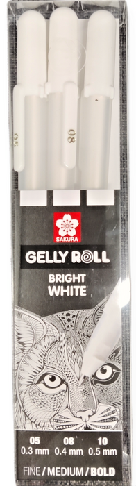 Geelikynä Sakura Gelly Roll-setti 3kpl, valkoinen