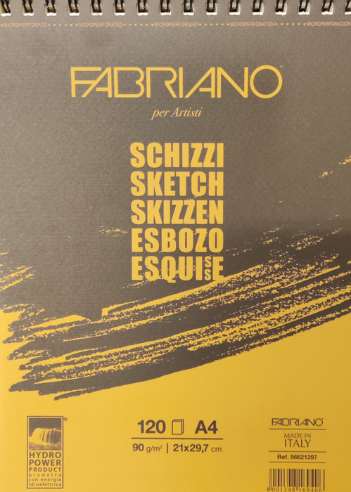 Fabriano Sketch kierrelehtiö A4, 90g/m², 120ark
