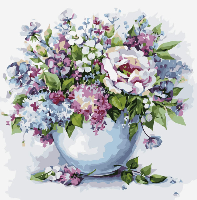 Paint by Numbers - Delicate flowers in a white vase 50x40cm